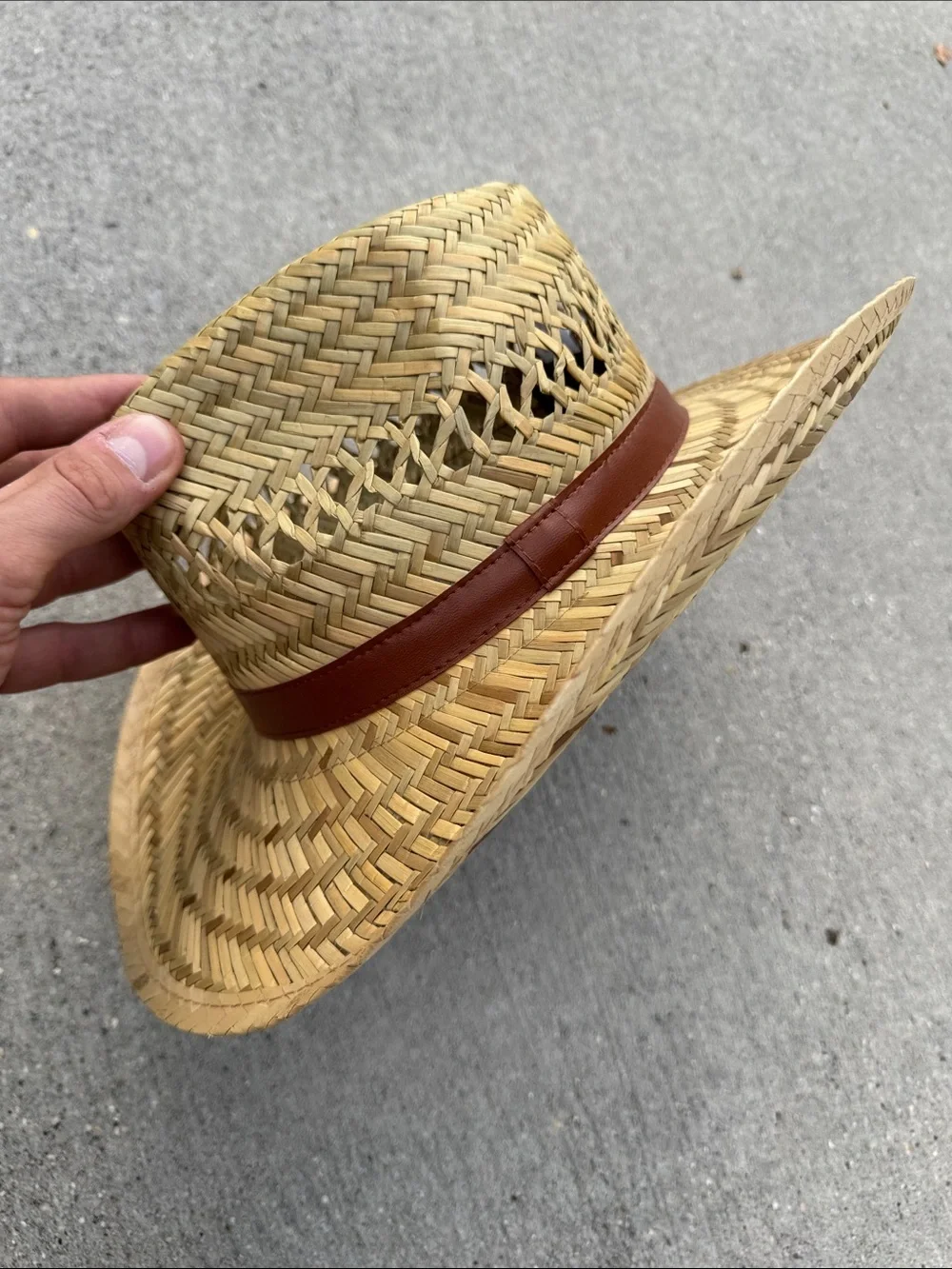 Dorfman Pacific Braided Straw Fedora Hat with Brown Band Size S